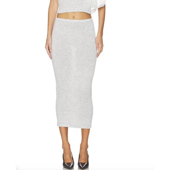 NEW SER.O.YA koko tea length knit skirt in light grey - Picture 1 of 4